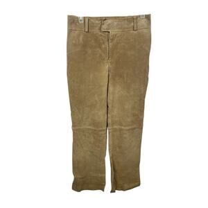 Tan Suede Leather Pants Size 8 Catherine Stewart Vintage Y2K Hippie Boho Retro
